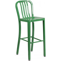 Flash Furniture CH-61200-30-GN-GG 30" Metal Stool with Back in Green